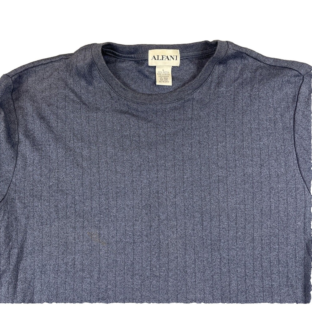 Alfani Ribbed Knit Sweater Mens Large Blue Pullover Crew Neck Golf Heritage